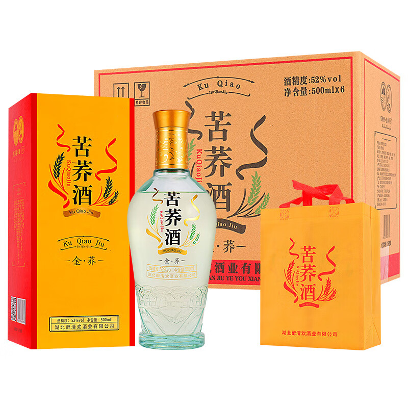 酒煜网苦荞酒（金荞）露酒500ml*6瓶 52度 500mL 6瓶