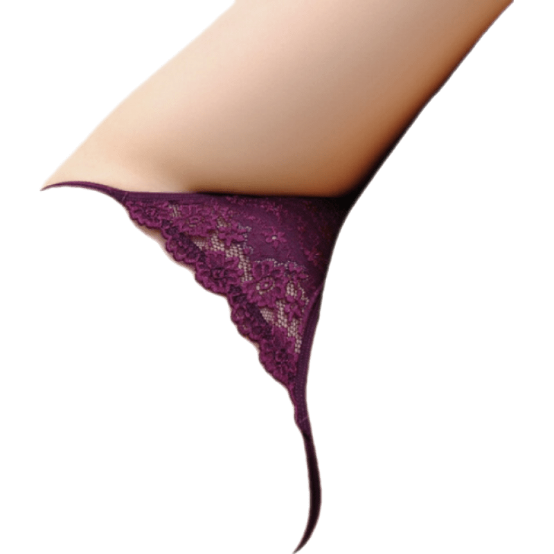 驍芬日系性感丁字褲女低腰透明火辣無痕透氣褲頭女 紫紅色 低腰均碼