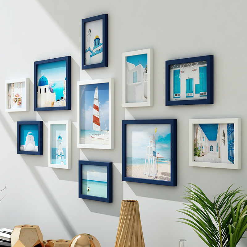 岙筱轻奢创意相框组合照片墙上装饰品房间背景相片墙客厅挂墙免打孔洗