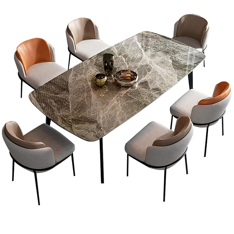 【咨询立减1000元】星图 餐桌 北欧亮光岩板餐桌椅组合现代简约轻奢意式极简小户型家用吃饭桌子 【水墨画亮光岩板】1.4米餐桌 单餐桌【CMA认证十年质保】