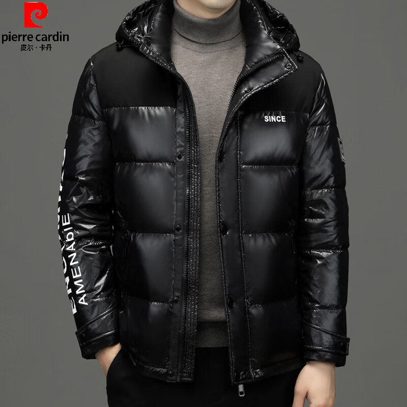 皮尔卡丹轻奢高档品牌男装羽绒服男士冬季加厚亮面连帽休闲潮流百搭