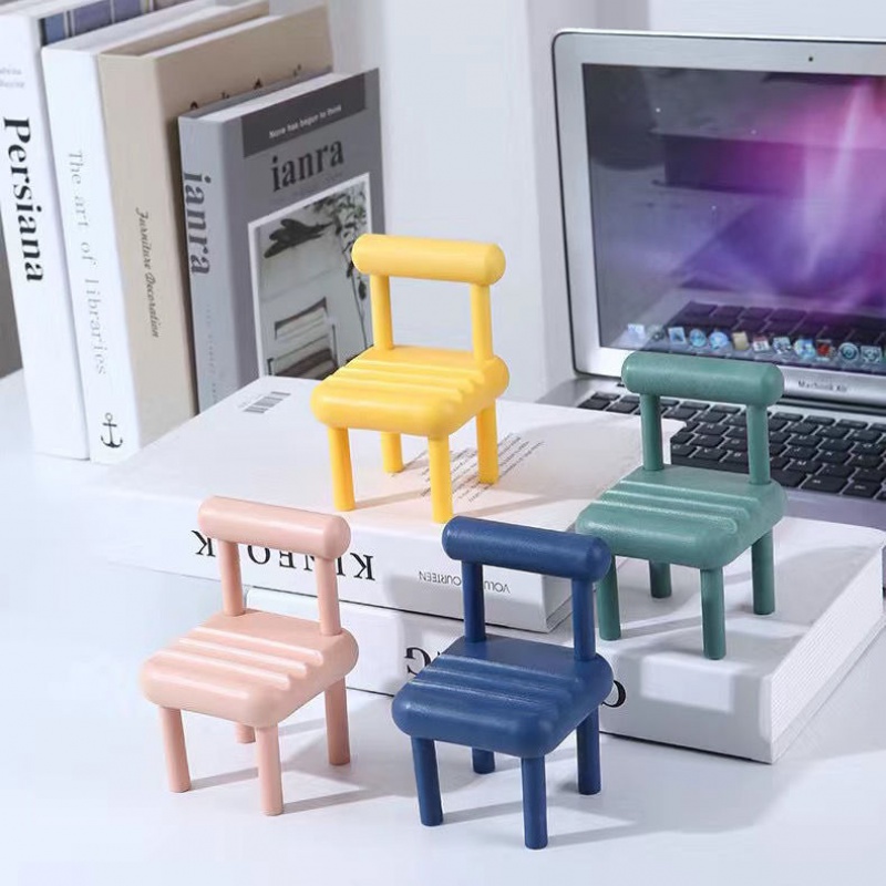 【H-SIR】新款塑料迷你凳子手机支架可调节椅子置物架 颜色随机【2个装】