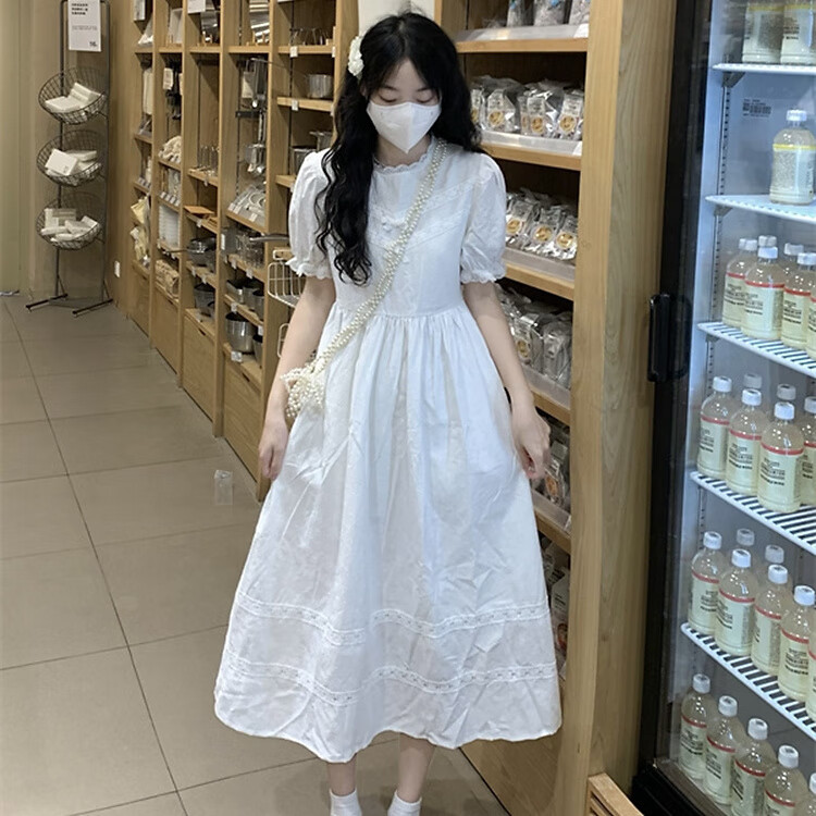 伐柯少女连衣裙18-20岁初高中生2023年新款白色连衣裙少女夏装初中高