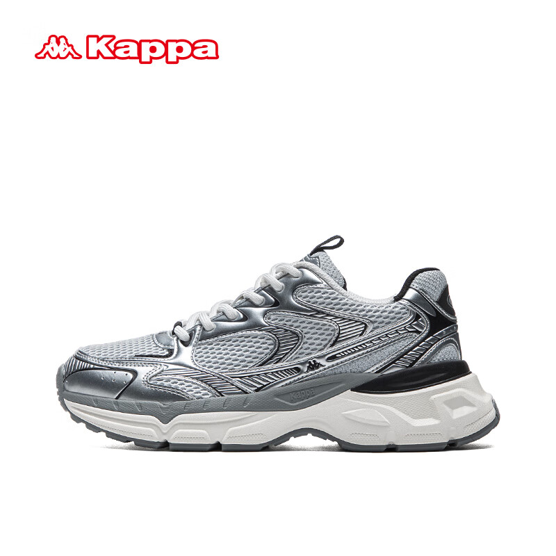 卡帕（Kappa）官方银色老爹鞋子男鞋厚底增高情侣运动鞋 奥运灰 41