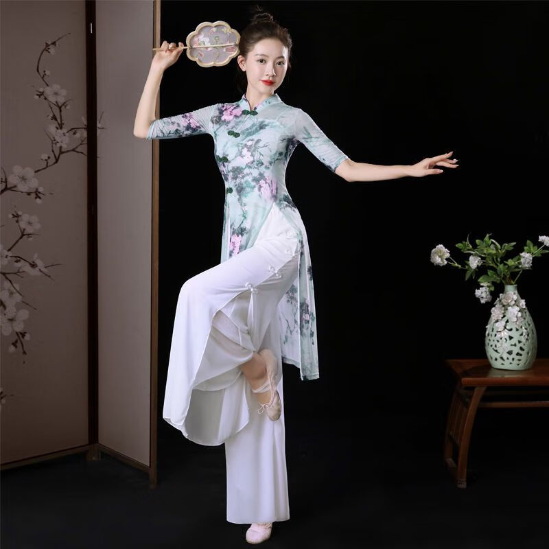 肖摩狄礼仪小姐服装迎宾旗袍秋冬长袖礼仪小姐服长款改良中国风舞台