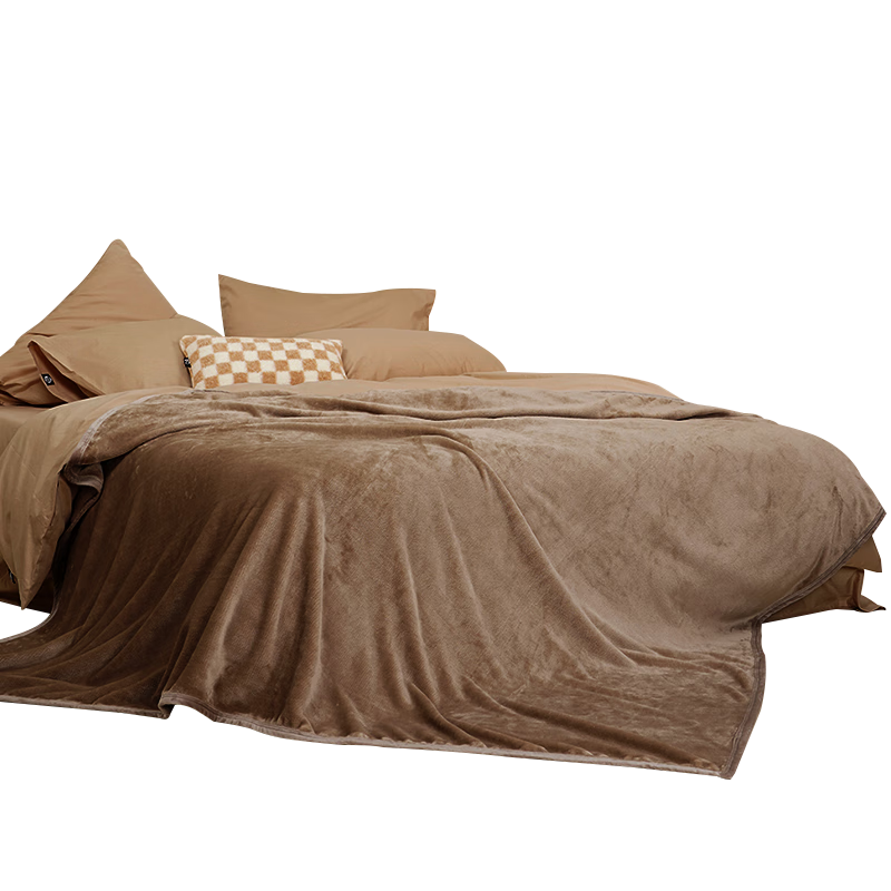 无印良品毛毯冬季加厚法兰绒午休睡毯子被子200x230cm适合母子同睡 奶油咖