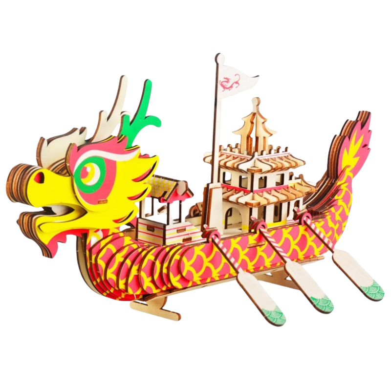 玩控 diy帆船玩具仿真3d立體拼圖龍船模型木制作手工船積木質拼裝模型 皇家龍船