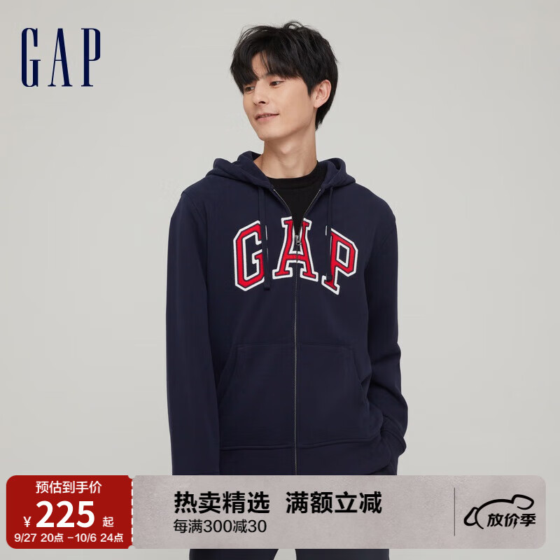 Gap【雪糕系列】男女装秋季美式复古LOGO卫衣853131运动连帽开衫 海军蓝 185/104A(L)怎么看?