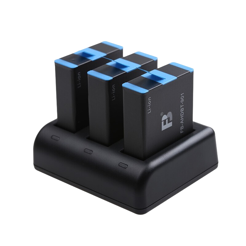 灃標(biāo)（FB）gopro12/11/10/9運(yùn)動(dòng)相機(jī)電池充電器充電倉(cāng)黑狗備用電源配件Hero12/11/10/9收納式充電盒套裝 【3電三充】電池*3+收納式三充（1730mAh）