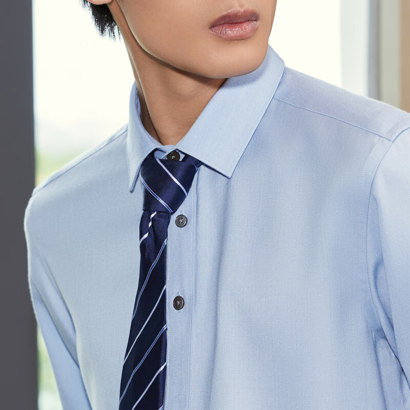 雅戈尔【含40%羊毛可机洗】衬衫男长袖秋冬新高端保暖舒适衬衣商务休闲 浅蓝 38