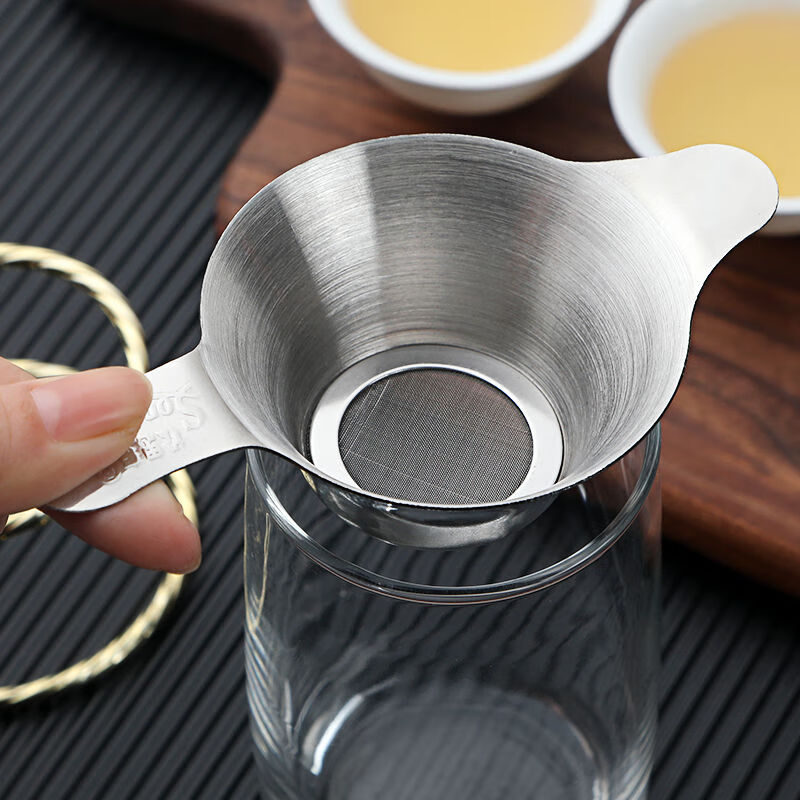 PJ不锈钢茶滤茶漏泡茶过滤网茶滤网茶漏器茶具配件功夫茶隔漏网 540ML直身杯+号茶漏整套