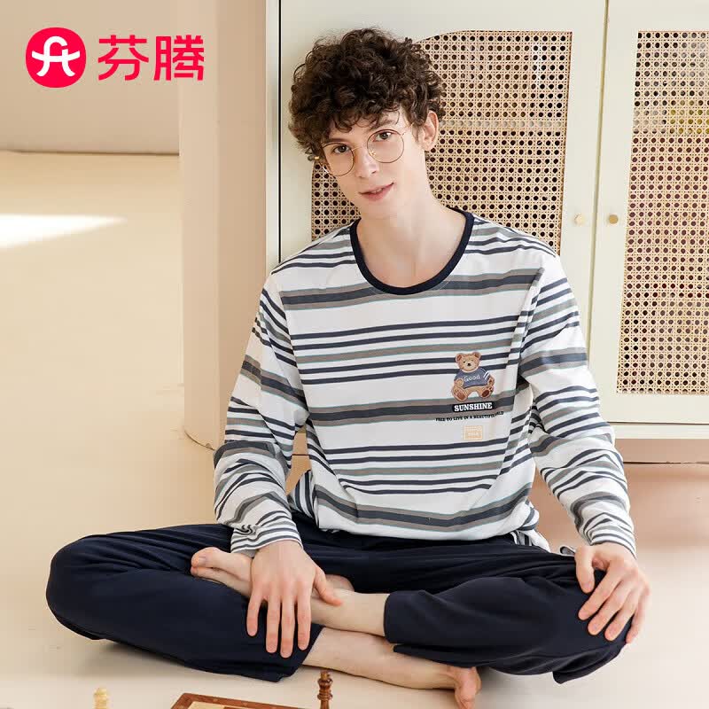 芬腾情侣睡衣纯棉经典格纹圆领小熊家居服套装Q9X24790146高性价比高么？