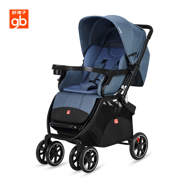好孩子（gb） 婴儿推车 轻便 高景观可坐可躺婴儿车 双向儿童宝宝推车 高景观双向推行  月光蓝