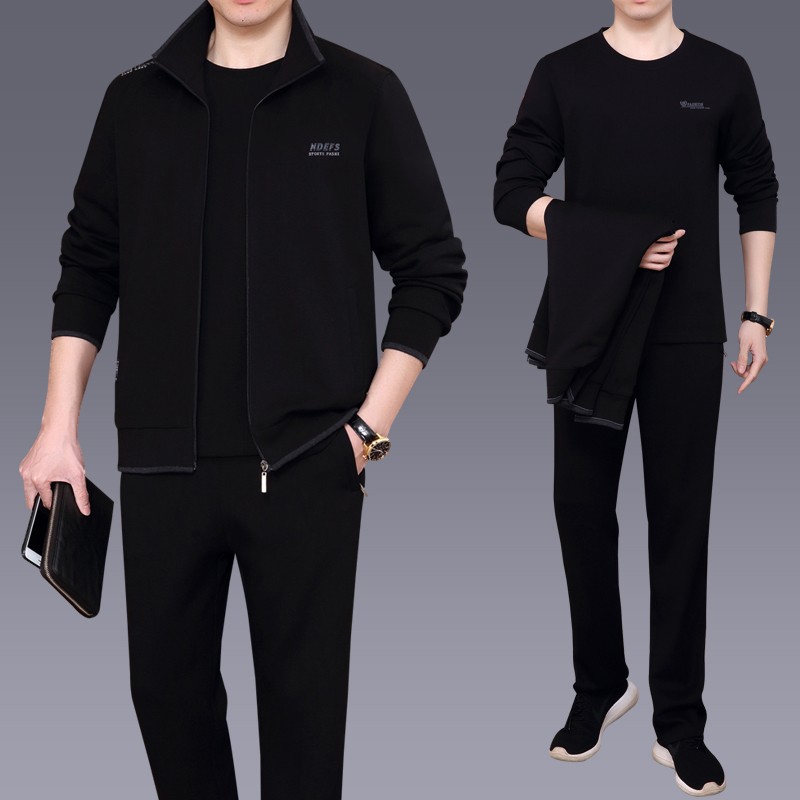 qianhgz轻奢品牌秋冬季运动套装男商务加绒加厚运动服