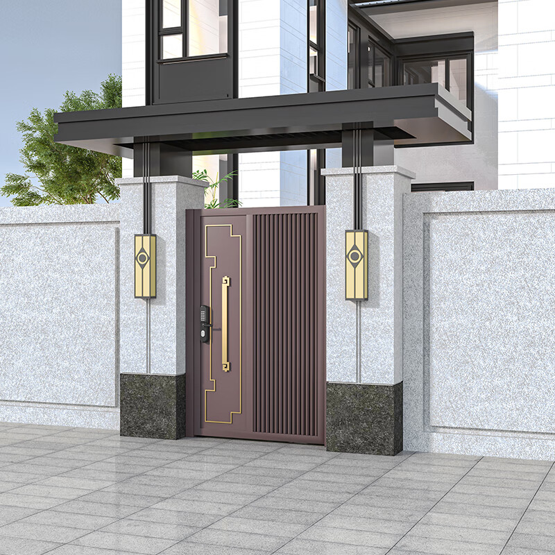 铝合金庭院门头门楼户外雨棚铝艺双开别墅大门农村自建房院子门顶