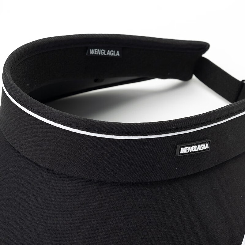 达芬奇密码纯色女士大帽檐防晒空顶帽 户外遮脸骑车防晒帽 黑色