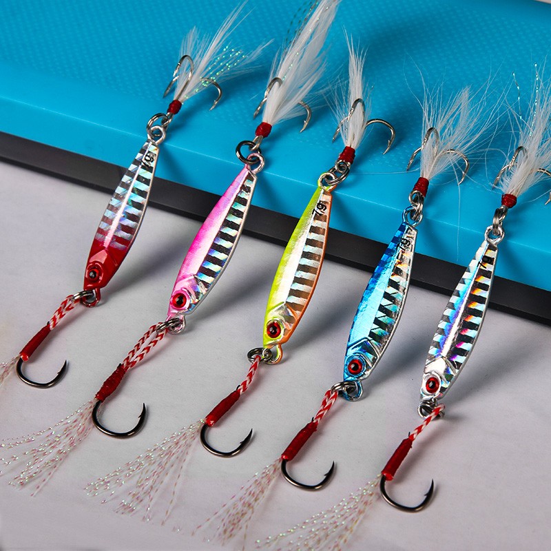 路亚饵 远投7g双钩小铁板金属反光仿真假饵套装海钓淡水钓鱼配件 路亚