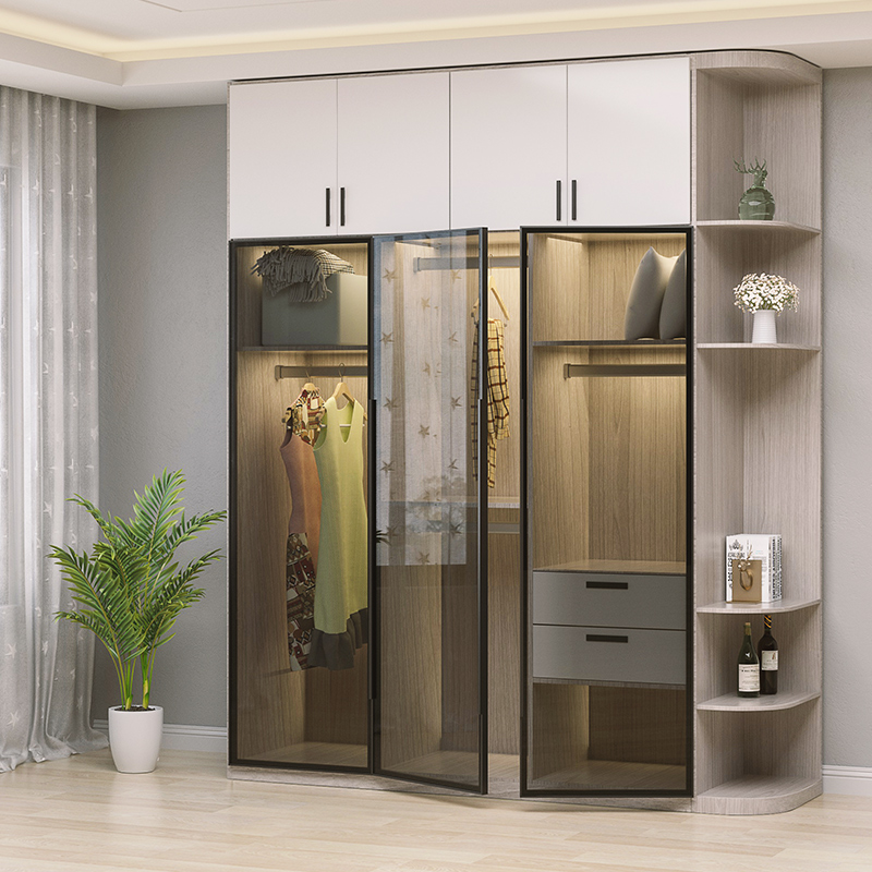 柜门定制推拉厨房橱柜门订制铝合金边框酒柜厨柜平开门板 灰框透明玻