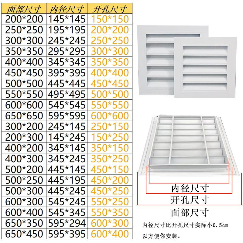 定制铝合金百叶窗出风口空调格栅外墙防雨装饰固定通风口排风检查 铝