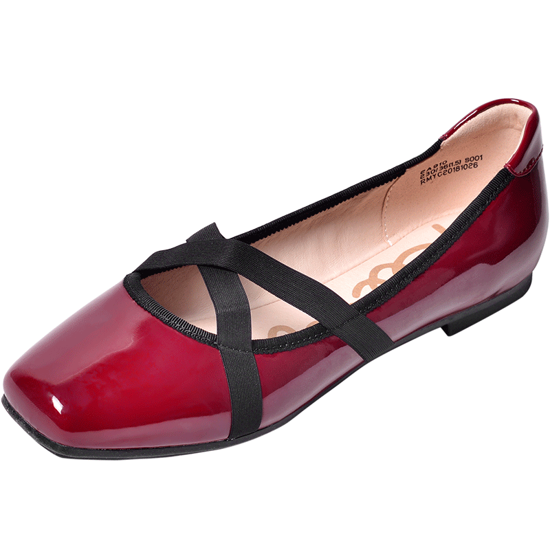 reemoor睿慕芭蕾舞軟底蛋卷鞋2026春季新款百搭淺口方頭配長裙平底單鞋女 棗紅色 40