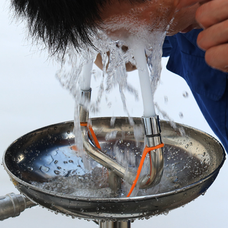 定制适用洗眼器304不锈钢立式双口紧急喷淋洗眼器实验室不锈钢洗眼器