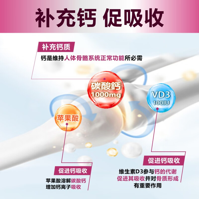 善维香港钙维生素D3片 青少年长高孕妇高含量碳酸钙易吸收补钙1000mg  【香港钙D3片】 60粒*1盒 +尿酸清 降嘌呤1盒
