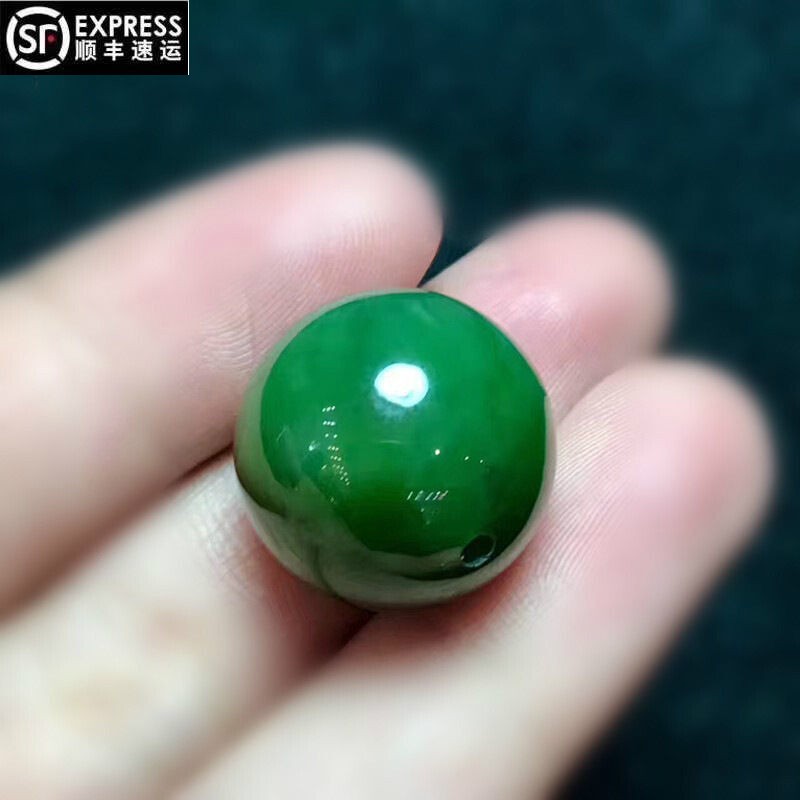 陌阡雪和田玉碧玉单珠散珠 多宝手串配珠 老坑菠菜绿色挂件碧玉圆珠
