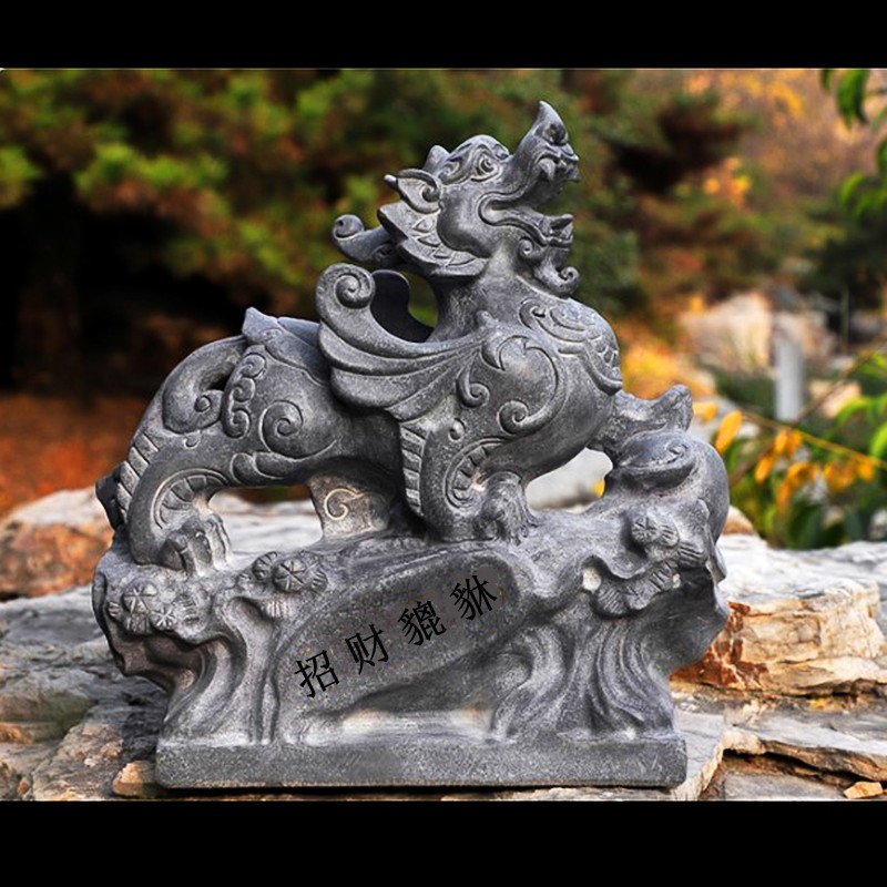 石雕石头貔貅摆件一对看门招财石头皮丘门口家用神兽小青石嘉祥石雕