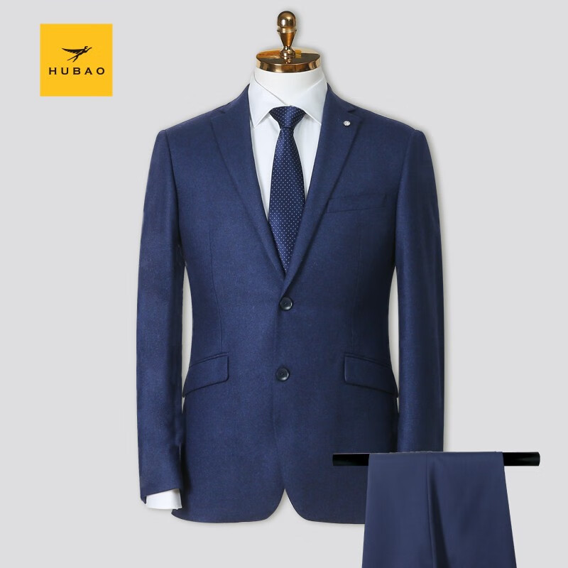 虎豹男深蓝四季款西服套装商务职业正装新郎结婚西服男士活动腰西裤