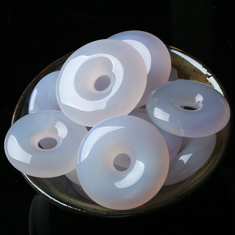 白玛瑙平安扣玉石吊坠白玉髓冰种 白玉髓平安扣 1个 25mm平安扣