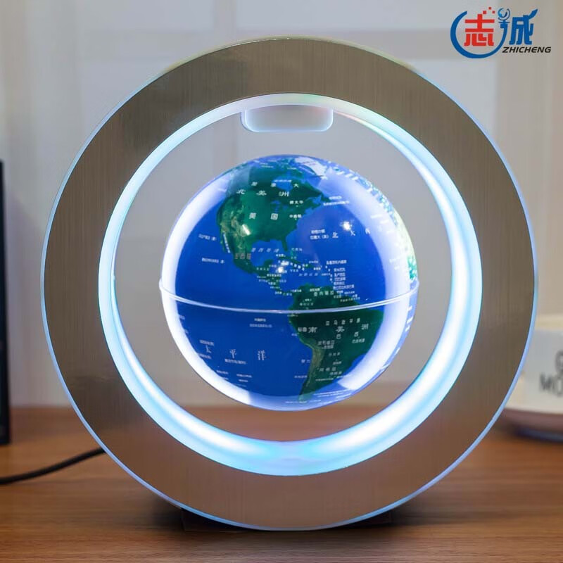 磁悬浮地球仪自转发光欧式办公室桌面客厅摆件创意商务礼品 新升级0型6寸蓝色发光自转