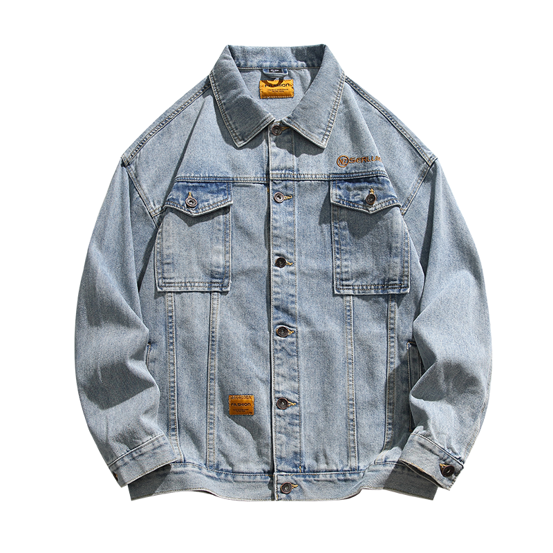 12日10点levis李维斯男士蓝色立领格纹时尚牛仔棉服外套