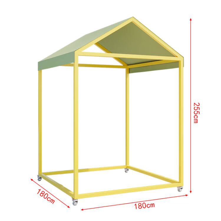 架网红集市摊位架铁艺活动棚架商场夜市户外促销架 黄色架子 绿色篷布