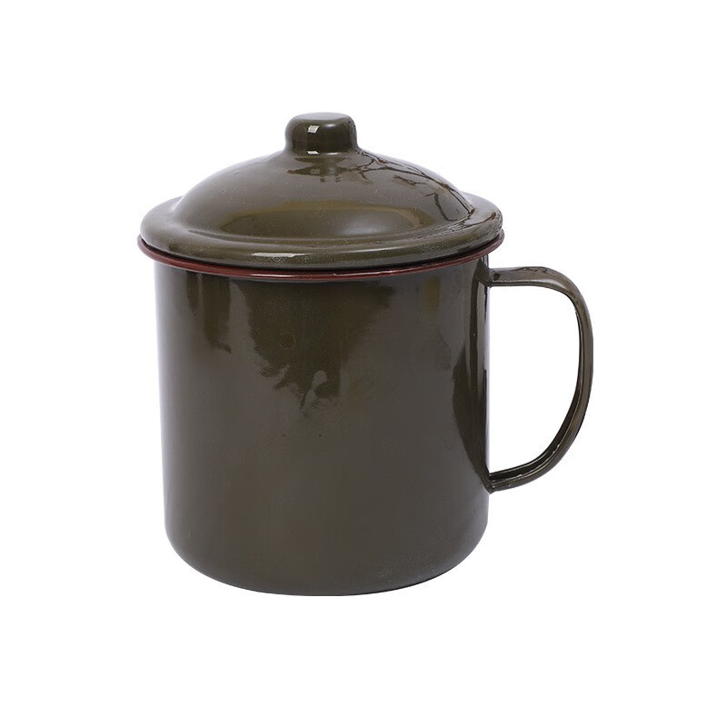 ytyin军绿色老式搪瓷茶缸杯子军绿水杯经典洗漱带盖铁杯摔不烂马克杯