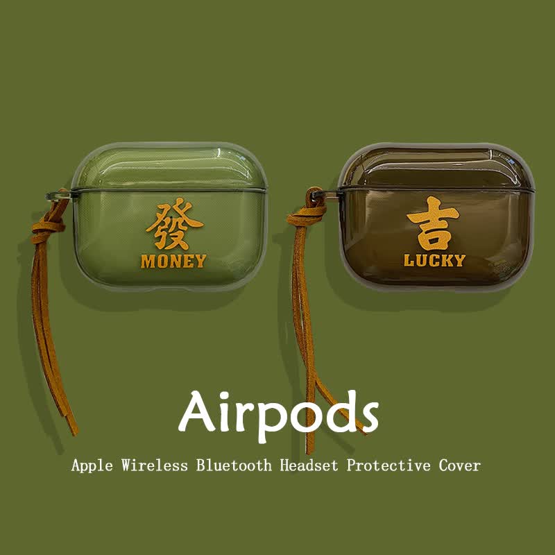 魔杰乐 透色發吉文字适用于airpods3保护套防摔硅胶airpods pro苹果无线蓝牙耳机保护套 airpods pro 【透色软壳】吉 透黑