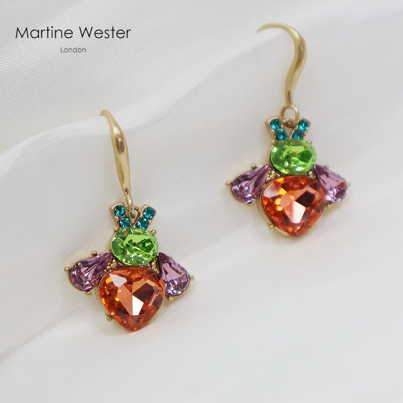 瑪汀薇思martine wester蜻蜓蝴蝶乐园彩钻耳饰 彩色