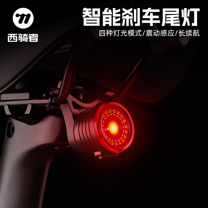 西騎者（WestBiking）自行車智能尾燈夜騎警示燈剎車感應(yīng)車燈TYPE-C充電尾燈裝備 黑色