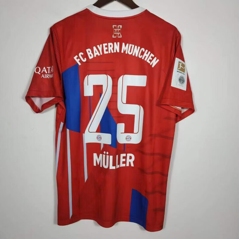 pfb2223拜仁十连冠纪念版球衣25号穆勒莱万球衣拜仁球员特别版 m身高