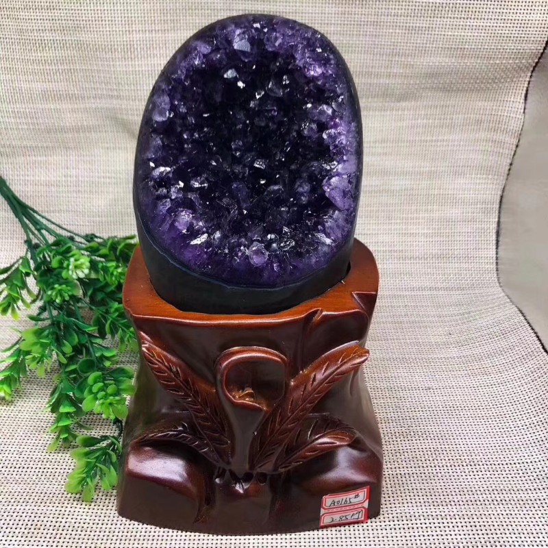 顶盈 天然紫晶洞乌拉圭玛瑙聚宝盆 块钱袋子 紫水原石家居摆件 玄关