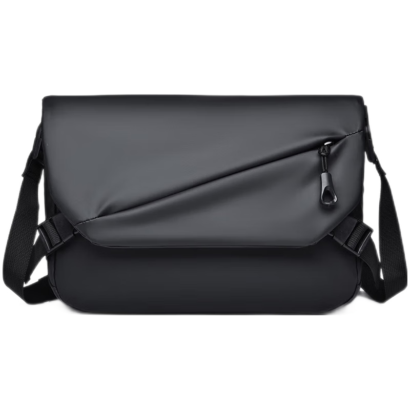 百亿补贴:酷咖斜挎包男士单肩包大容量邮差包 运动出行潮流百搭防泼水背包 黑色【耐磨面料】55.86元