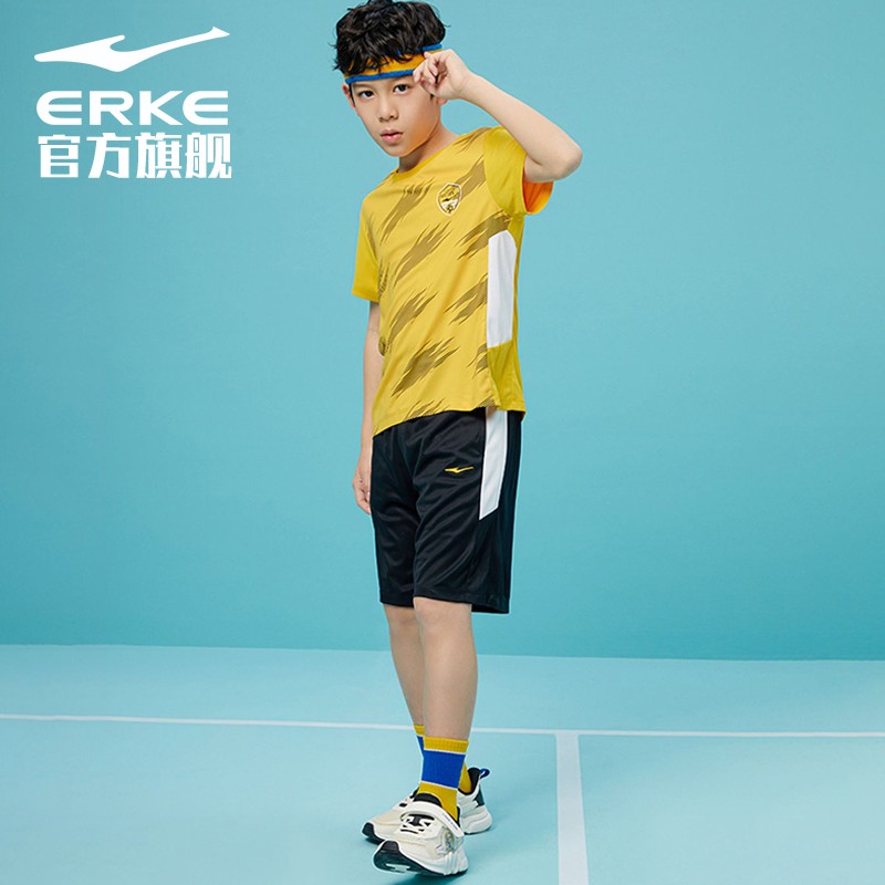 鸿星尔克儿童足球服套装男童erke夏季足球运动服装队服训练衣服足球衣