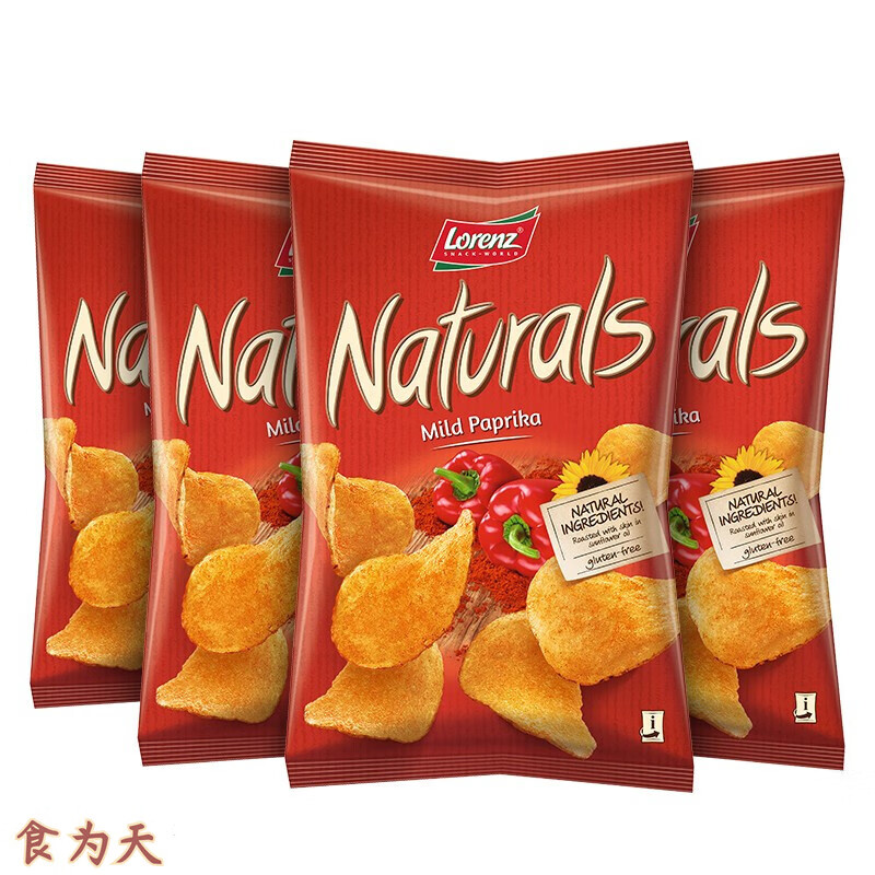 劳仑兹(lorenz)薯片100g*4袋 原切薄脆片休闲零食 大包装膨化零  100
