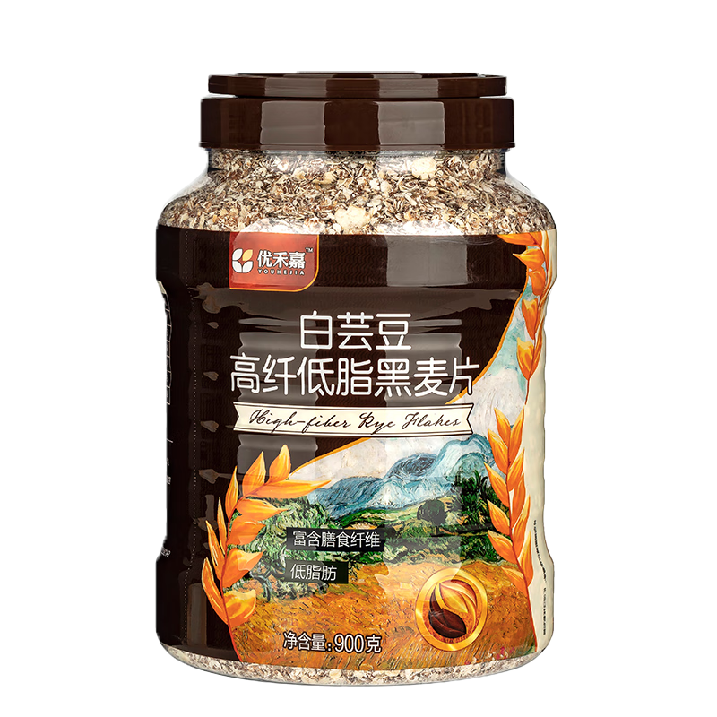 再降价/临期：金日禾野 白芸豆高纤低脂黑燕麦片 无糖900g*1罐（再赠银耳羹15g+奇亚籽麦片210g） 25/5/24