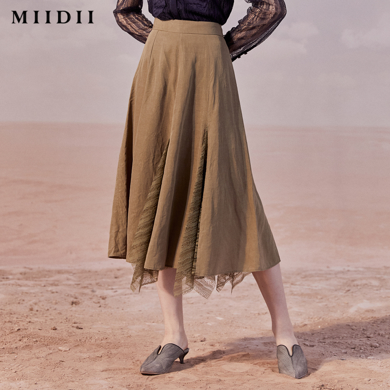 谜底【商场同款】谜底半身裙21秋新品拼接蕾丝复古垂坠质感217mb6118