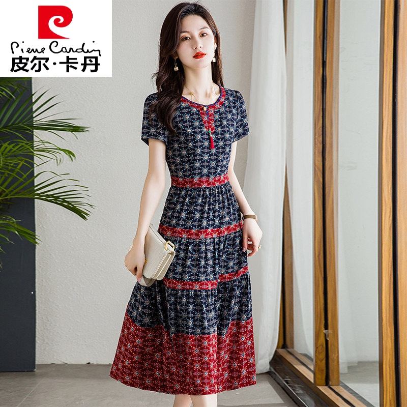 皮尔卡丹品牌轻奢高档女装 连衣裙女夏季2022年新款高端洋气奢华大牌
