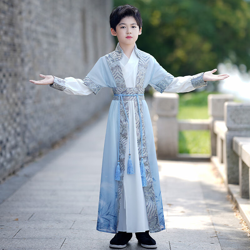 黄鸭汉服男童夏装少爷服古风男孩童装超仙儿童夏季国学服2023古装唐装