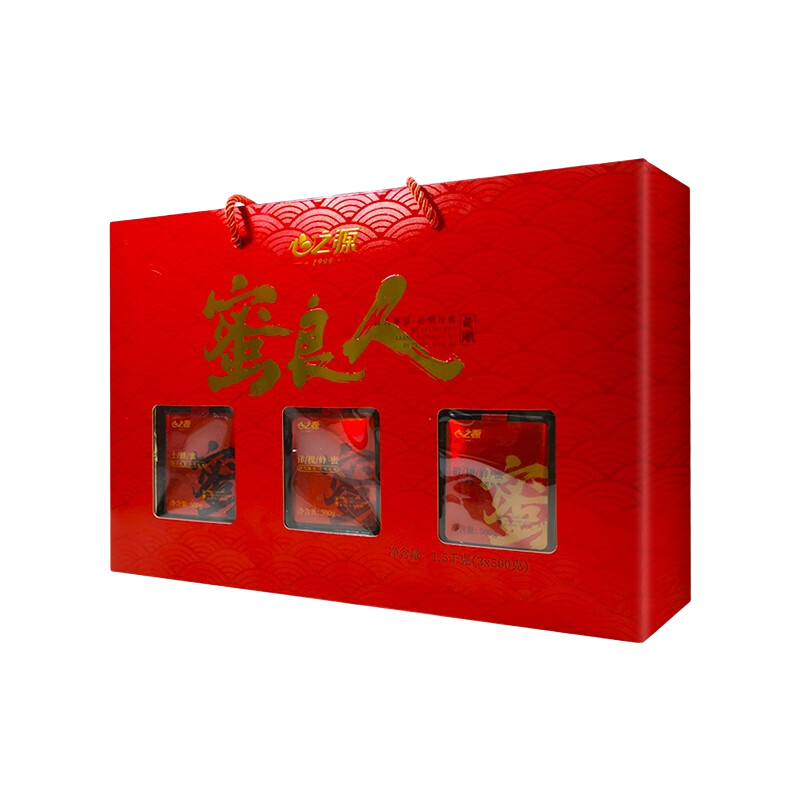 心之源純正天然蜂蜜禮盒 土蜂蜜洋槐蜜椴樹(shù)蜜 三八女神節禮物 過(guò)節送禮 500g*3瓶