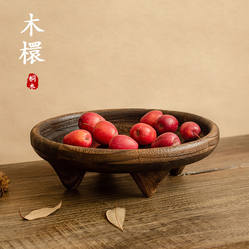 桐沐世家實(shí)木托盤詫寂風(fēng)水果盤堅(jiān)果零食收納盤茶道零配中式復(fù)古喝茶小盤子 木檈-小號 無規(guī)格