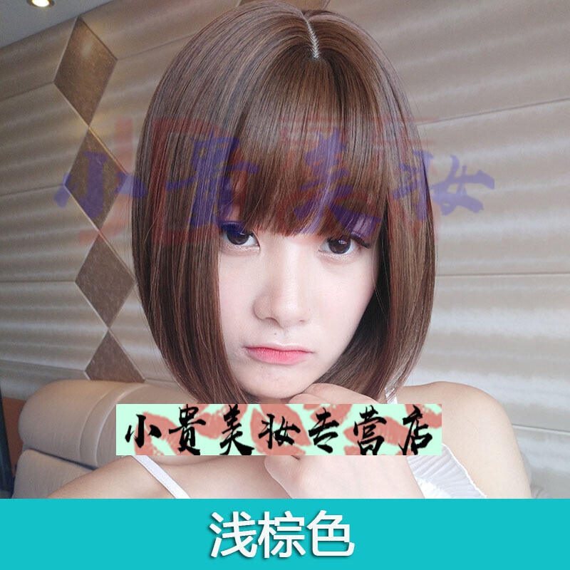 真丝波波头假发假发女全头套学生bobo头网红波波头圆脸修脸假发套发型