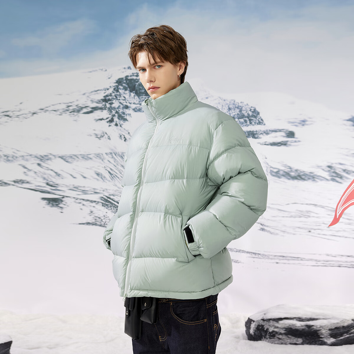 FORNINES肯豆短款立领羽绒服男女冬季宽松加厚面包服潮牌美式三防情侣外套 鼠尾草绿(常规) M